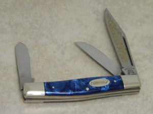 Fight'n Rooster Germany Celebrated Blue Fingerprint Fancy Etch Stockman Knife with Tennessee Shield