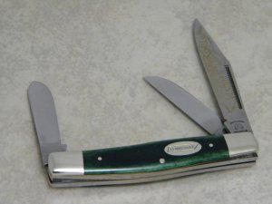 Fight'n Rooster Germany Green Bone Wilson County Stockman Knife with Tennessee Shield c.1999