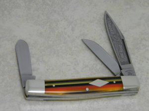 Fight'n Rooster Germany Celebrated Orange Yellow Black "Loaded Dice" Stockman Knife c.2006
