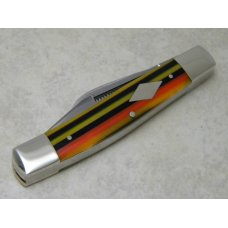 Fight'n Rooster Germany Celebrated Orange Yellow Black "Loaded Dice" Stockman Knife c.2006 Fight'n Rooster Germany Celebrated Orange Yellow Black "Loaded Dice" Stockman Knife c.2006