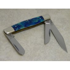 Fight'n Rooster Germany Celebrated Blue Feathers "Bronc Rider" Stockman Knife c.1993
