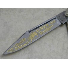Fight'n Rooster Germany Celebrated Blue Feathers "Bronc Rider" Stockman Knife c.1993