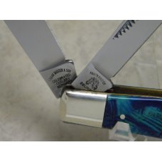 Fight'n Rooster Germany Celebrated Blue Feathers "Bronc Rider" Stockman Knife c.1993