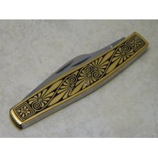 Fight'n Rooster Germany Celebrated Gold Plated Metal Color Etched 3 Blade Stockman Knife Fight'n Rooster Germany Celebrated Gold Plated Metal Color Etched 3 Blade Stockman Knife