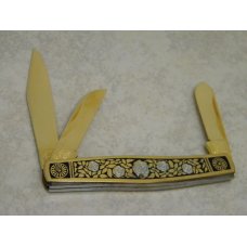 Fight'n Rooster Frank Buster Cutlery Co. Germany Gold Plated Climbing Rose Stockman Knife Pre 1982 Fight'n Rooster Frank Buster Cutlery Co. Germany Gold Plated Climbing Rose Stockman Knife Pre 1982
