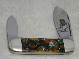 Bulldog Brand Germany Duck Feather Celluloid "Long Haired St. Bernard" Elephant Toe Knife c.1995