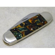 Bulldog Brand Germany Duck Feather Celluloid "Long Haired St. Bernard" Elephant Toe Knife c.1995 Bulldog Brand Germany Duck Feather Celluloid "Long Haired St. Bernard" Elephant Toe Knife c.1995