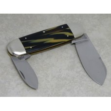 Bulldog Brand Germany Coon Stripe Celluloid "Black and Tan Coonhound" Elephant Toe Knife c.1995 Bulldog Brand Germany Coon Stripe Celluloid "Black and Tan Coonhound" Elephant Toe Knife c.1995