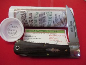 Great Easrern -Northfield UN-X-LD Ebony Wood Wharncliff Folding Hunter  Pattern # 720110