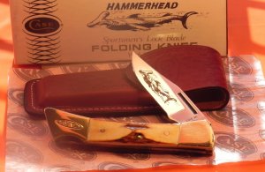 Vintage 1981 Case xx Hammerhead Shark Folding Hunter Knife w Sheath & Orig Box -5159 LSSP -NOS &NM/M