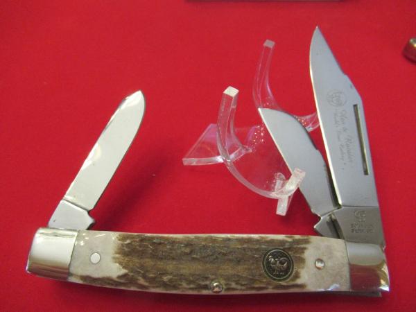 Hen & Rooster Stag Handle 3 blade Large Stockman Pattern # 383C-DS EDC Hen & Rooster Stag Handle 3 blade Large Stockman Pattern # 383C-DS EDC