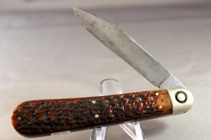 PRESS BUTTON KNIFE CO. by Geo Schrade, Big Switchblade, Excellent Knife, Perfect Bone, 1893-1923 