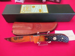 Canal Street Cutlery Drop Point  Fixed Blade  Amber Bone 