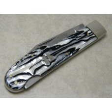 Fight'n Rooster Germany Black & Pearl "King of the Woods" Large Gunstock Lockback Knife - Pre 1982