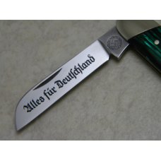 R.J. Richter Solingen Germany "Fight'n Rooster" Nazi Adolph Hitler Green & Black Pen Knife