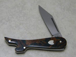 Bulldog Brand Germany Forest Swirl Lady's Leg Knife with Heart Shield c.1995