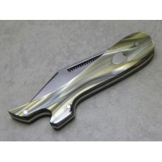 Bulldog Brand Germany Celluloid Lady's Leg Knife with Heart Shield c.1995 Bulldog Brand Germany Celluloid Lady's Leg Knife with Heart Shield c.1995