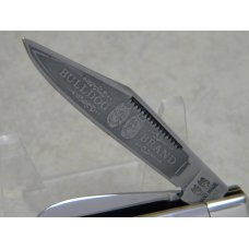 Bulldog Brand Germany Imitation Pearl "Bulldog Brand" Etch Stockman Knife - Federal Shield Bulldog Brand Germany Imitation Pearl "Bulldog Brand" Etch Stockman Knife - Federal Shield