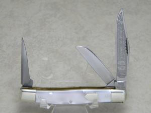 Bulldog Brand Germany Imitation Pearl "Bulldog Brand" Etch Punch Stockman Knife - Federal Shield