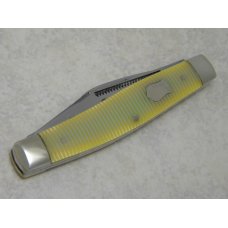 Bulldog Brand Germany Green & Yellow Stripe "Bulldog Brand" Etch Stockman Knife c.1994 Bulldog Brand Germany Green & Yellow Stripe "Bulldog Brand" Etch Stockman Knife c.1994