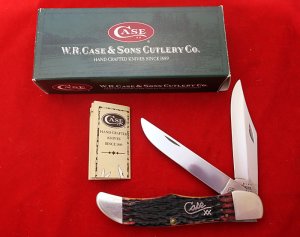 Case XX Cranberry Silver Script 2001  6265 SS Folding Hunter