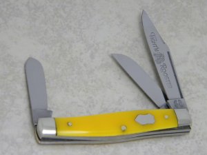 Fight'n Rooster Frank Buster Cutlery Co. Germany Yellow Stockman Knife Pre 1982