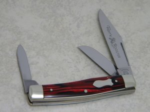 Fight'n Rooster Frank Buster Celebrated Cutlery Germany Red and Black Stockman Knife