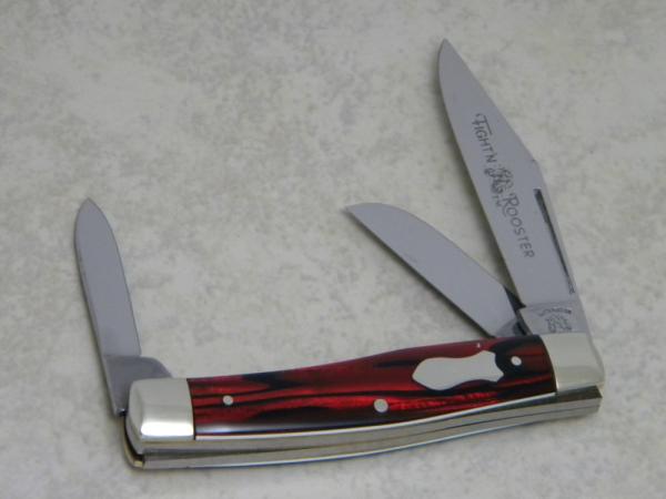 Fight'n Rooster Frank Buster Celebrated Cutlery Germany Red and Black Stockman Knife