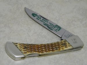 Queen USA Bone Lockback 1983 Tar Heel Cutlery Club 2nd Youth Knife 