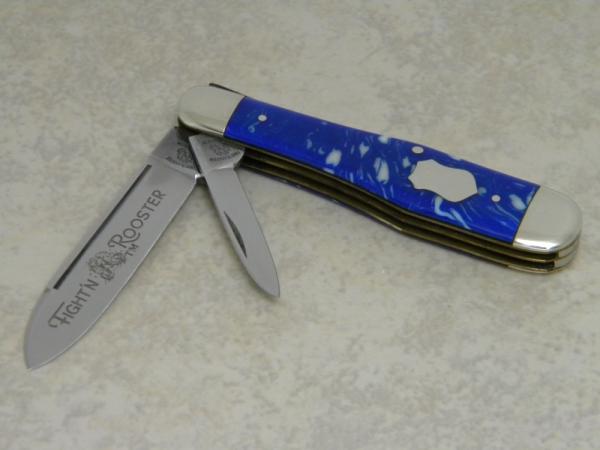 Fight'n Rooster Germany Celebrated Blue & White Swirl Swell End Knife