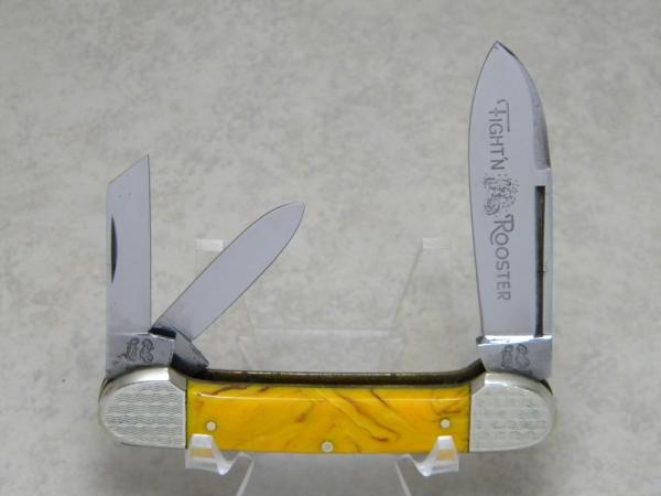 Fight'n Rooster Germany Yellow Marble Canoe Whittler Canittler Knife Pre 1982