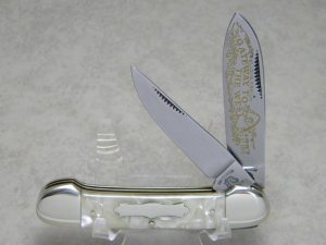 Fight'n Rooster Germany Cracked Ice Canoe Trapper Knife St. Louis Gateway to the West 1997