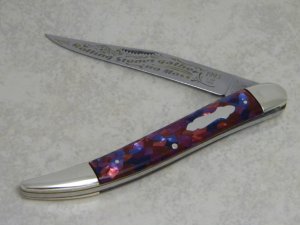 Fight'n Rooster Germany Lilac Purple Metallic "Rolling Stones Gather No Moss" Toothpick Knife c.1993