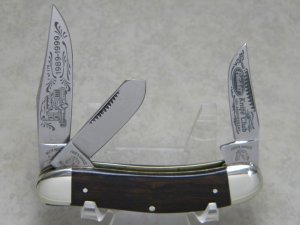 Fight'n Rooster Germany Celebrated Wood Sowbelly Peterbilt Knife Club 10th Anniversary 1989-1999