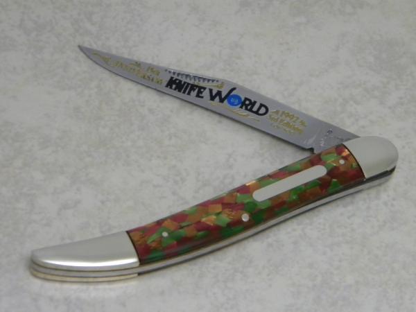 Fight'n Rooster Germany Green Gold Mauve Metallic "Knife World" Toothpick Knife c.1992 - Prototype
