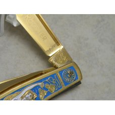 Fight'n Rooster Frank Buster Cutlery Co. Germany Gold Plated Mermaid Stockman Knife Pre 1982