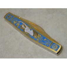 Fight'n Rooster Frank Buster Cutlery Co. Germany Gold Plated Mermaid Stockman Knife Pre 1982