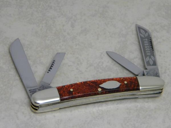Bulldog Brand Germany Red Swirl "Tobacco" Congress Knife c.1983 Bulldog Brand Germany Red Swirl "Tobacco" Congress Knife c.1983