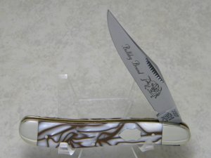 Bulldog Brand Germany Pearl & Brown 1 Blade Dogleg Trapper Knife c.2007