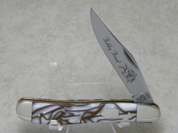 Bulldog Brand Germany Pearl & Brown 1 Blade Dogleg Trapper Knife c.2007 Bulldog Brand Germany Pearl & Brown 1 Blade Dogleg Trapper Knife c.2007