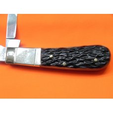 Fight'n Rooster 2 Blade Razor Barlow Pocket Knife w/ Great Brown Jigged Bone Handles & Blade Etch Fight'n Rooster 2 Blade Razor Barlow Pocket Knife w/ Great Brown Jigged Bone Handles & Blade Etch