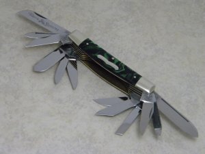 Fight'n Rooster Germany Green & Black 12 Blade Congress Knife 1 of only 100 made c.1985