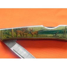 Vintage Case xx 1994 Single Blade Lock Back Pocket Knife w Deer Buck & Doe in Wilderness Art Handles Vintage Case xx 1994 Single Blade Lock Back Pocket Knife w Deer Buck & Doe in Wilderness Art Handles