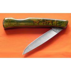 Vintage Case xx 1994 Single Blade Lock Back Pocket Knife w Deer Buck & Doe in Wilderness Art Handles Vintage Case xx 1994 Single Blade Lock Back Pocket Knife w Deer Buck & Doe in Wilderness Art Handles