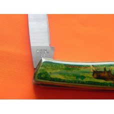 Vintage Case xx 1994 Single Blade Lock Back Pocket Knife w/ Moose in Stream & Wilderness Art Handles Vintage Case xx 1994 Single Blade Lock Back Pocket Knife w/ Moose in Stream & Wilderness Art Handles