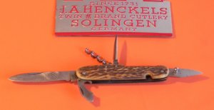 J A Henckels Friodur 5 Blade Folding Camping Pocket Knife w/ Flawless STAG Handles +Long Arm Twinmen