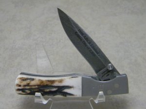 Parker USA Stag Damascus 1989 ABCA Lmtd. Edition One of 2500 Linerlock Knife 