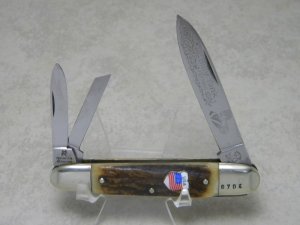 Kissing Crane Solingen, Germany Stag Anglo Saxon Whittler Knife Billy Yank USA - c.1976