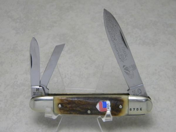 Kissing Crane Solingen, Germany Stag Anglo Saxon Whittler Knife Billy Yank USA - c.1976 Kissing Crane Solingen, Germany Stag Anglo Saxon Whittler Knife Billy Yank USA - c.1976