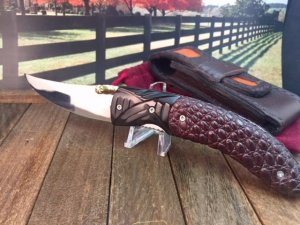 Bangkok Thailand Made Alligator Leather and Buffalo Horn Lockback